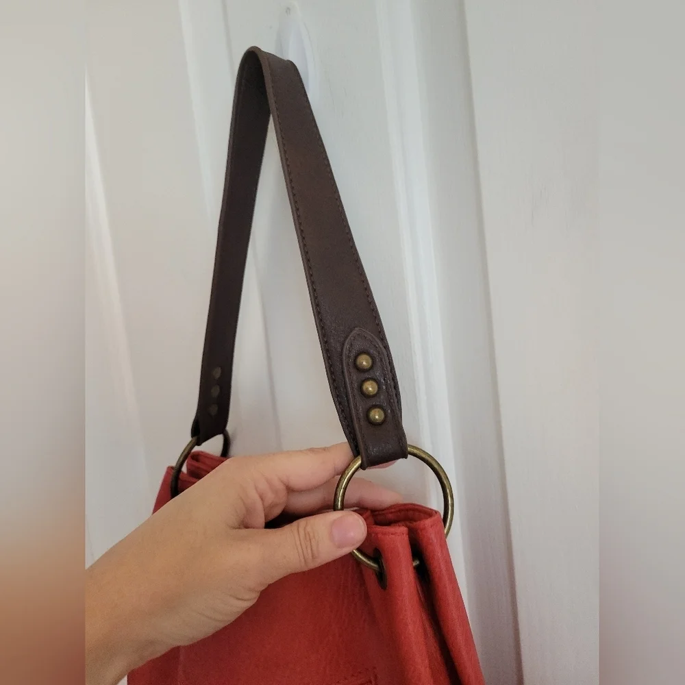 Wrangler Montana West Women's Vegan Leather Red Orange Two-Tone Hobo Purse Tote